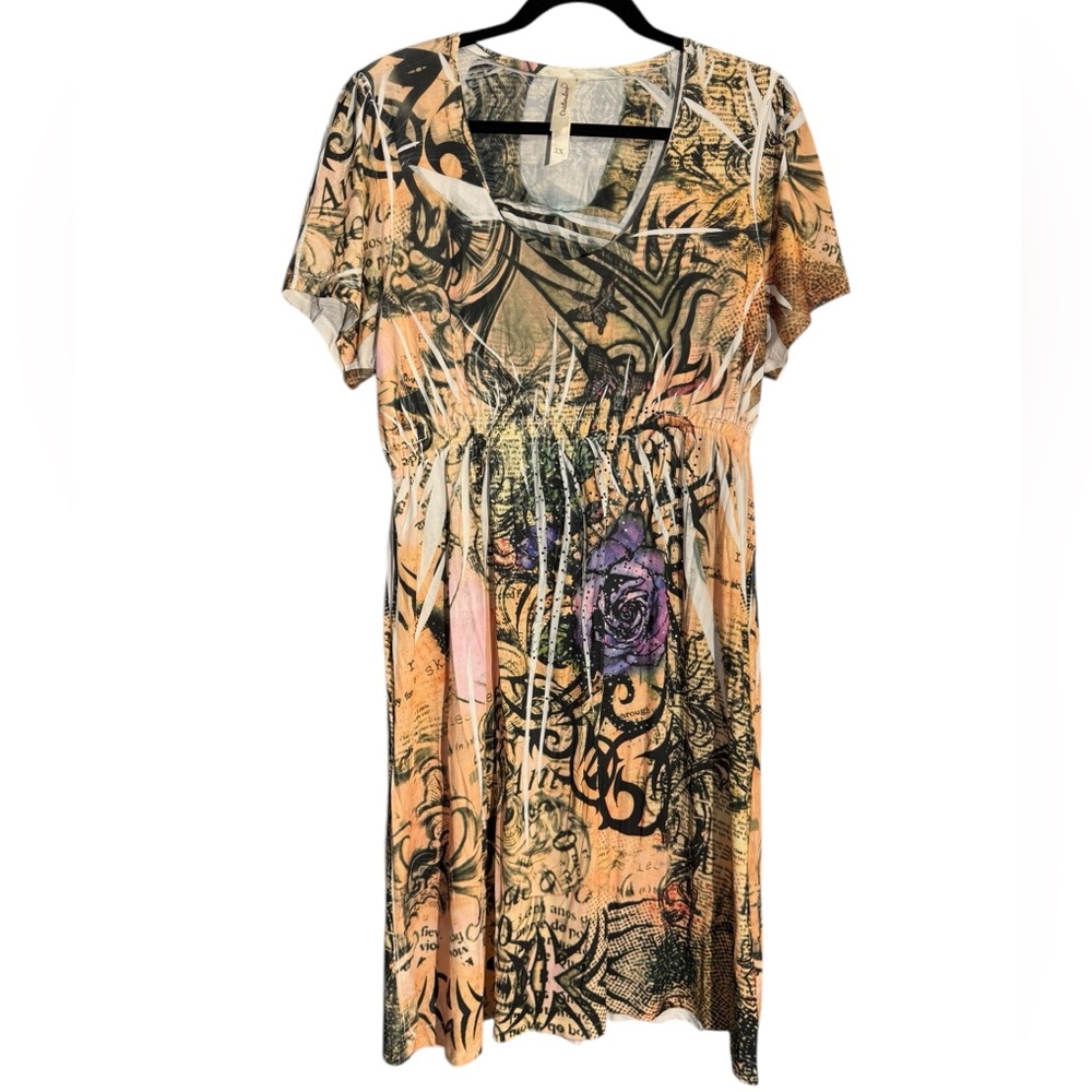 Cristinalove Y2K Scoop Neck Abstract Women’s Dress 2XL